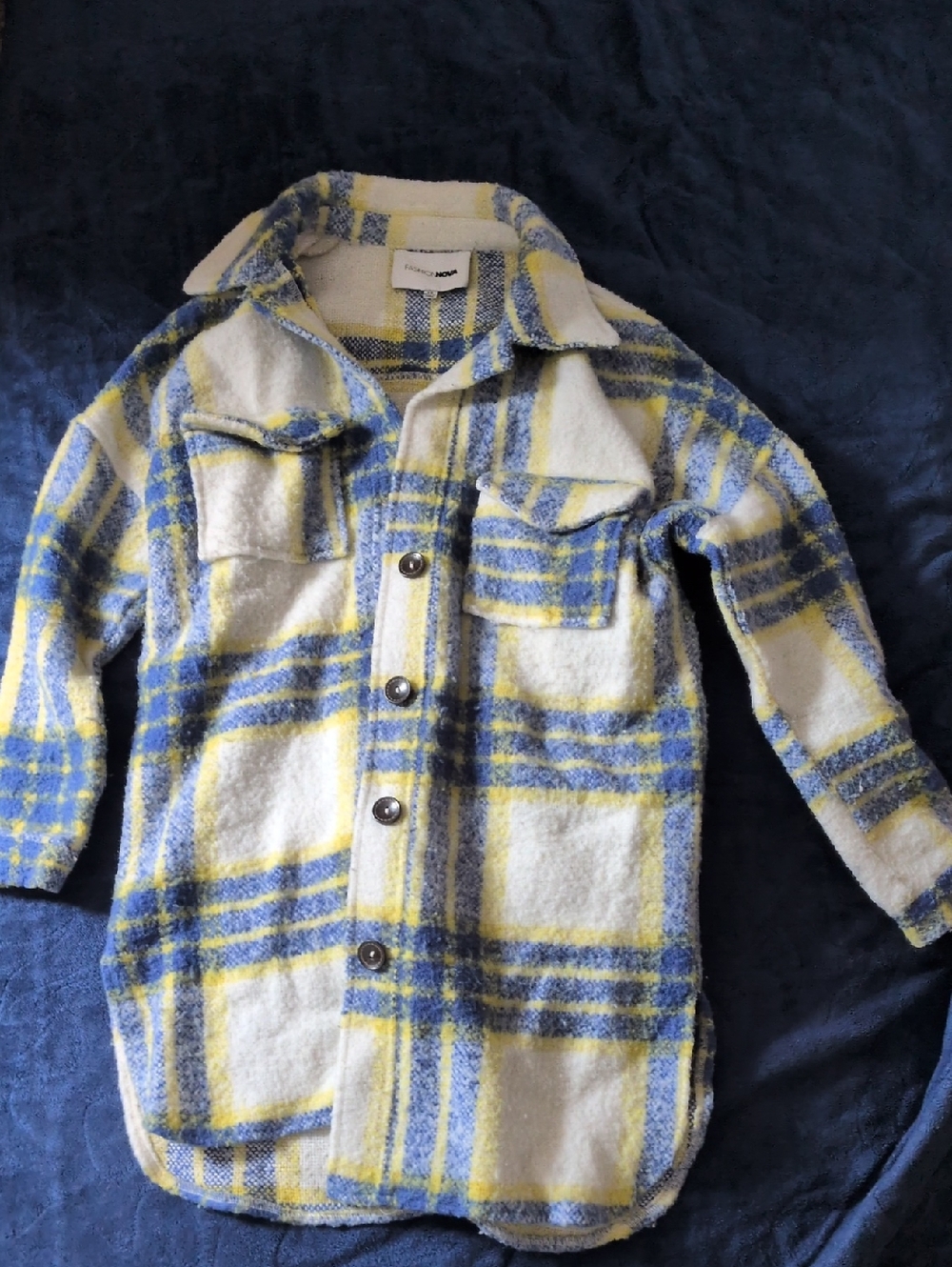 Fashion Nova Blue, Yellow & Cream Plaid Shacket - XS